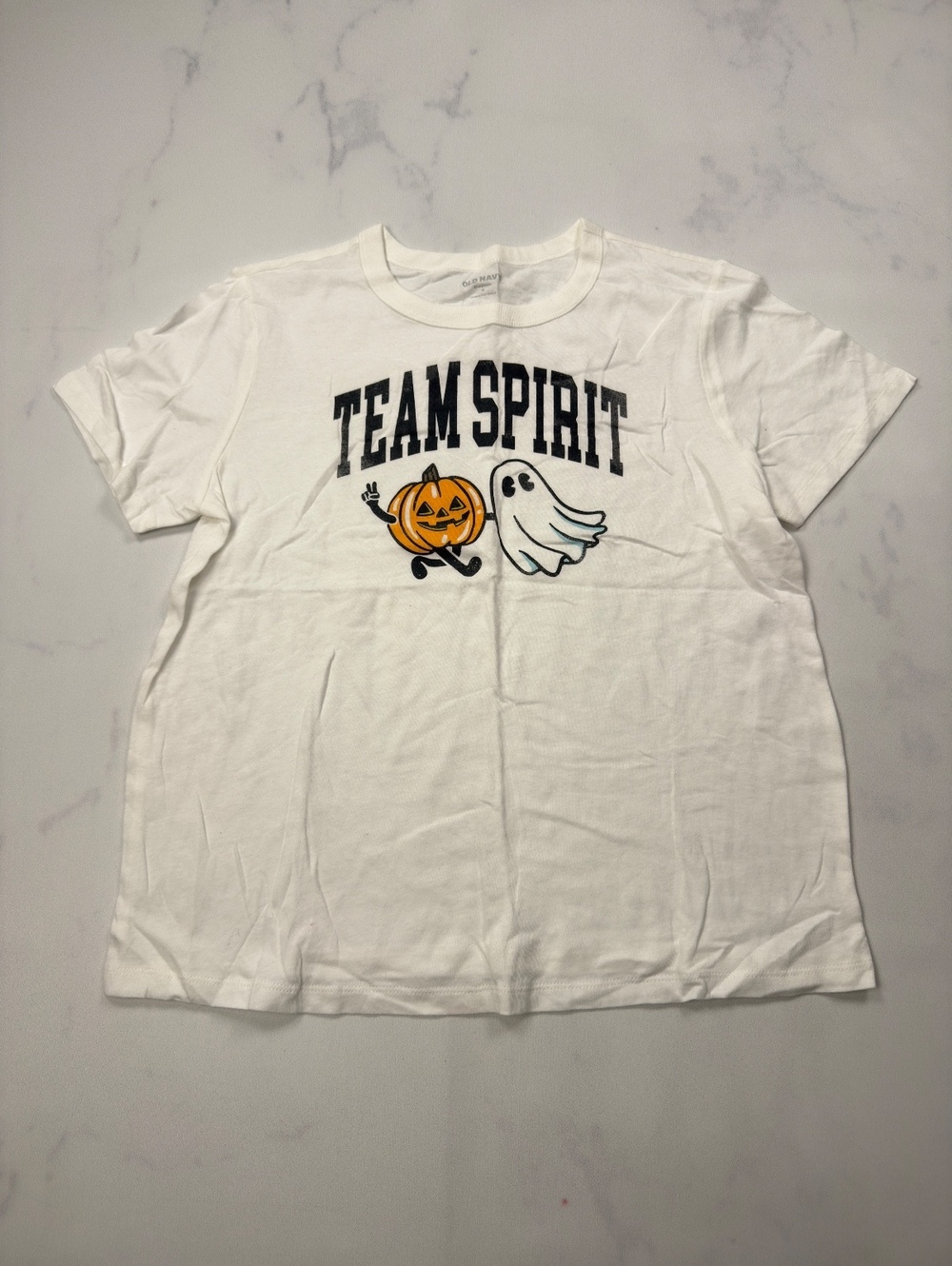 Old Navy Team Spirit Halloween Graphic Tee White 2010s Retro - Womens Regular M